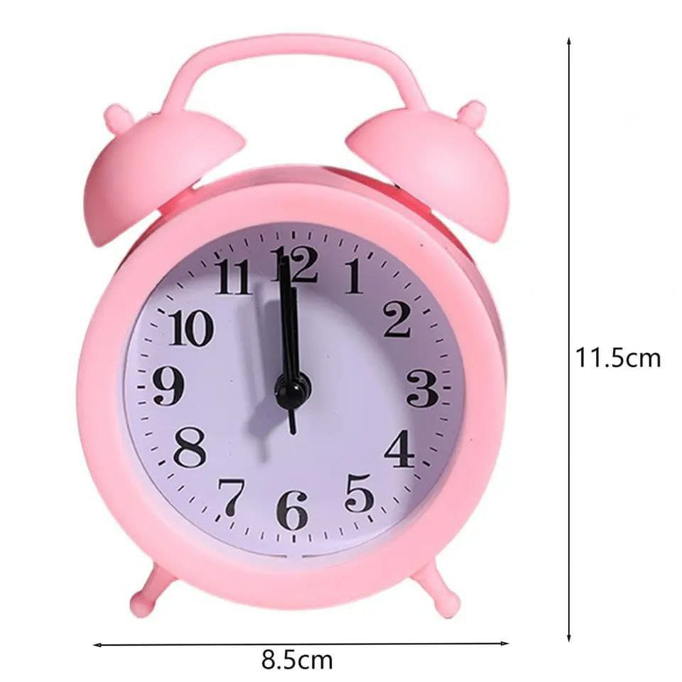 Bedside Cute Kids Alarm Clock Double Bell Clock Classic Home Cute,good for bedside table and kids decor, available in blue,pink,black and white