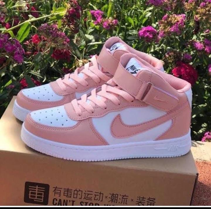 NEW ARRIVAL AIR FORCE 1 HI CUT,  PINK POISONOUS, AIRFORCE 1 FASHIONABLE SNEAKERS.