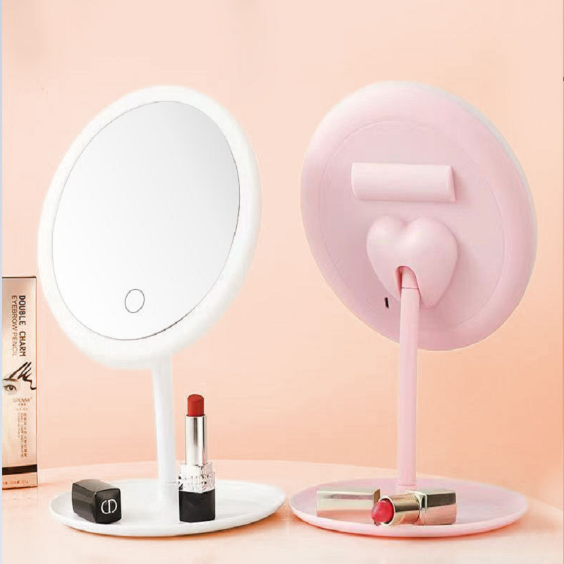 Makeup Mirror LED Light Intelligent Replenishing Desktop Vanity Mirror Folding Table To Carry Light Beauty Mirror