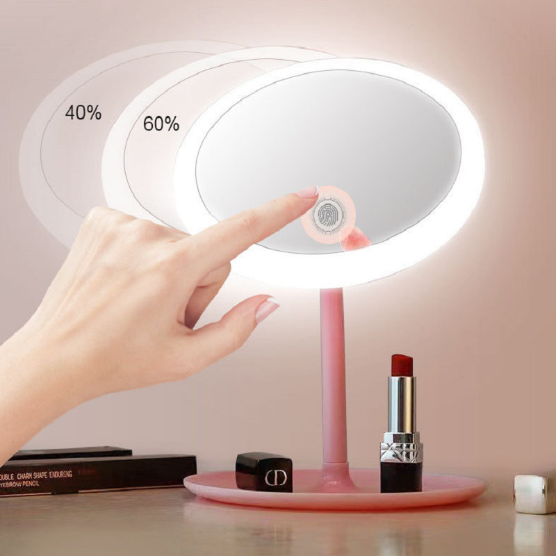 Makeup Mirror LED Light Intelligent Replenishing Desktop Vanity Mirror Folding Table To Carry Light Beauty Mirror