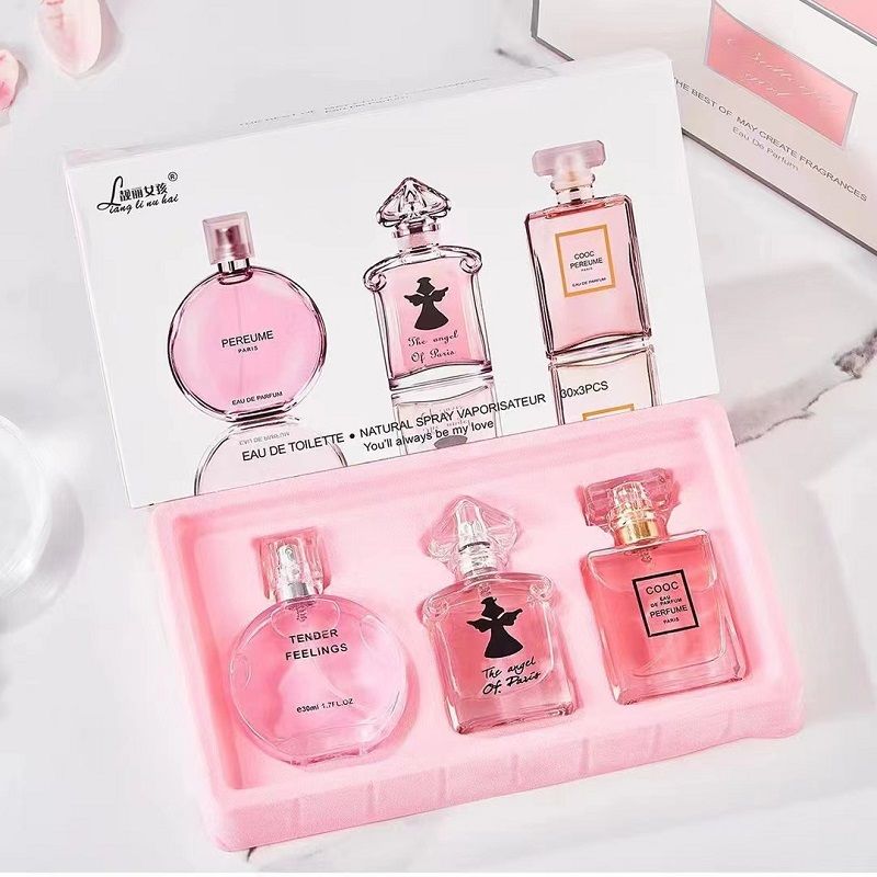Beautiful Girl Paris Angel Three-Piece Little Black Dress Women's Perfume Fresh Lasting Light Fragrance Gift Box Set