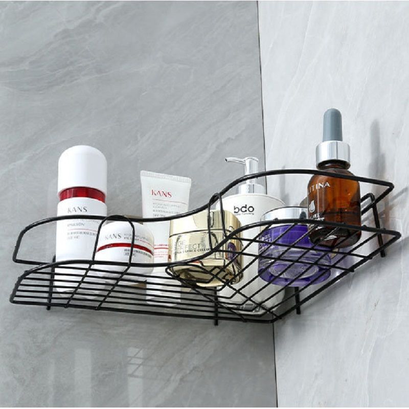 Two-Tier Bathroom Storage Rack Toilet Washroom Perforation-Free Wall Hanging tripod Bathroom Toiletry Counter Cosmetics Storage Rack