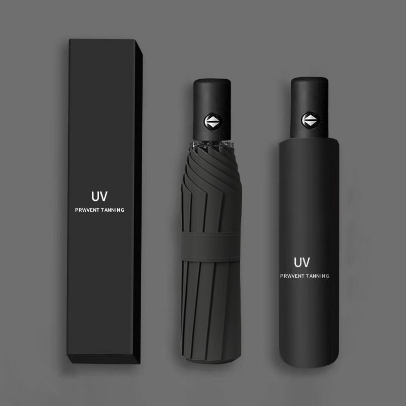 Upgraded Thick Vinyl Sunblock Umbrella Wholesale Manual Business Folding Umbrella Men's Sunny Umbrella Dual Use Sun Protection