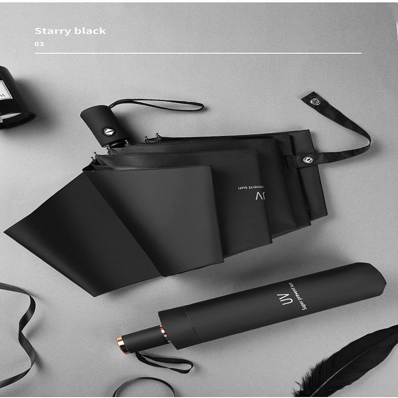 Upgraded Thick Vinyl Sunblock Umbrella Wholesale Manual Business Folding Umbrella Men's Sunny Umbrella Dual Use Sun Protection