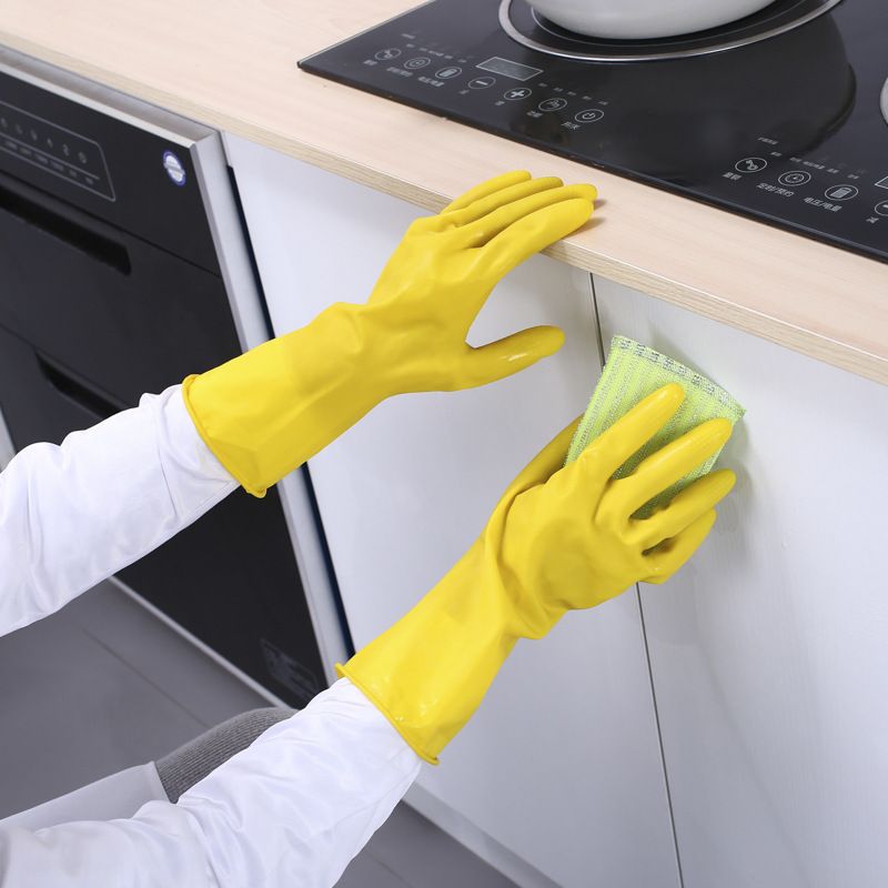 Beef Tendon Dish Washing Gloves Rubber Latex Gloves Work Laundry Waterproof Rubber Household Kitchen Yellow Gloves