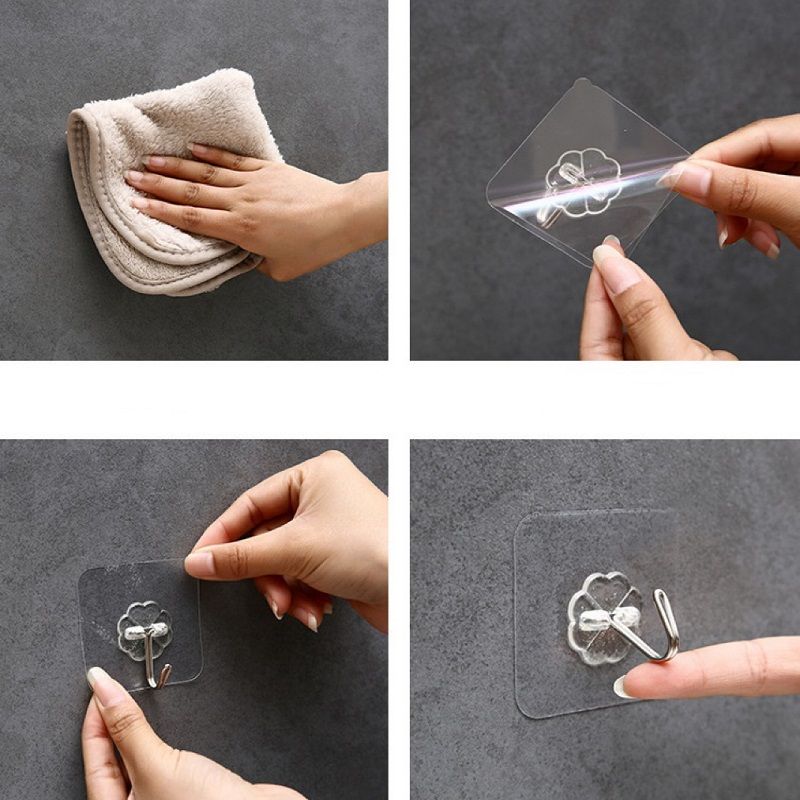 10 Piece Hook Wall Hanging Wall Non-punching Clothes Hanging Hook Paste Suction Cup Bearing Non-trace Nail Frame Strong Adhesive Hook