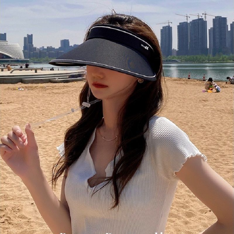 UPF50+ Sunblock Hat Empty Top Women's Summer UV Protection UV Visor with Large Overhang Folding Sun Hat