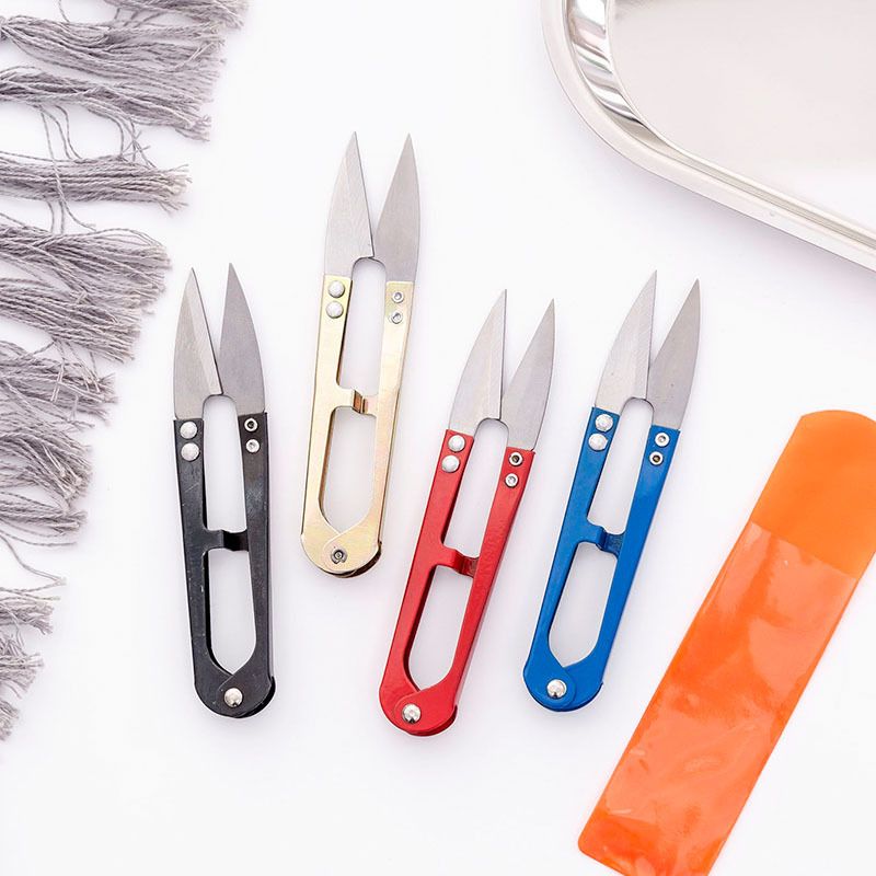 U-spring Yarn Cutters Thread Cutters Fishing Thread Cutters Sewing Scissors Bag Small Household Scissors Of Colored Metal
