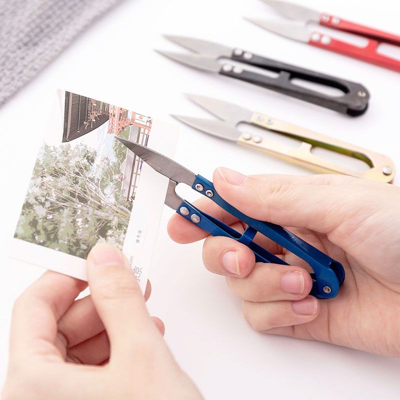 U-spring Yarn Cutters Thread Cutters Fishing Thread Cutters Sewing Scissors Bag Small Household Scissors Of Colored Metal