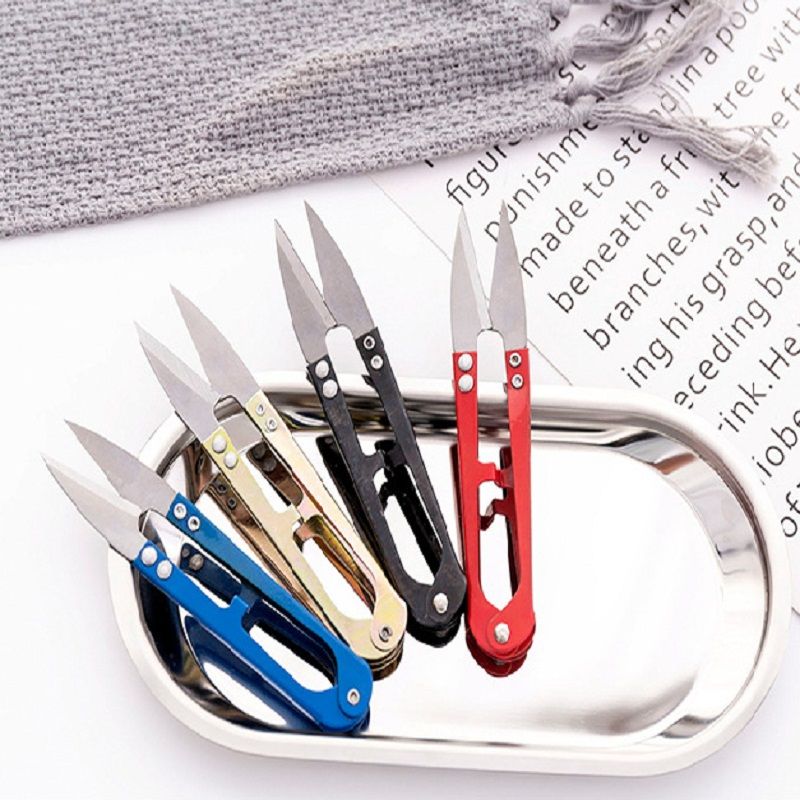 U-spring Yarn Cutters Thread Cutters Fishing Thread Cutters Sewing Scissors Bag Small Household Scissors Of Colored Metal