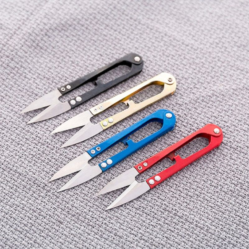 U-spring Yarn Cutters Thread Cutters Fishing Thread Cutters Sewing Scissors Bag Small Household Scissors Of Colored Metal