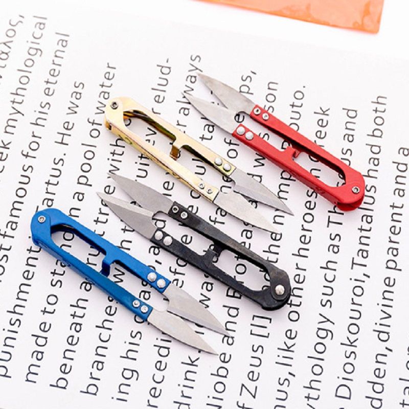 U-spring Yarn Cutters Thread Cutters Fishing Thread Cutters Sewing Scissors Bag Small Household Scissors Of Colored Metal