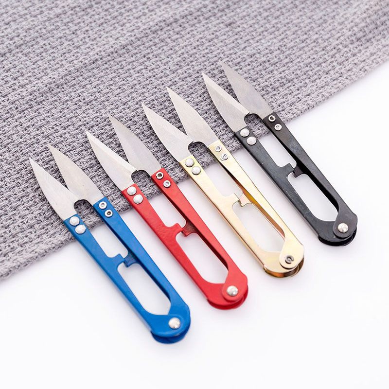 U-spring Yarn Cutters Thread Cutters Fishing Thread Cutters Sewing Scissors Bag Small Household Scissors Of Colored Metal