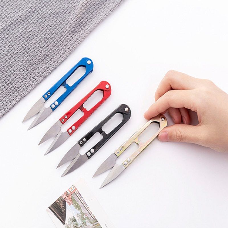 U-spring Yarn Cutters Thread Cutters Fishing Thread Cutters Sewing Scissors Bag Small Household Scissors Of Colored Metal