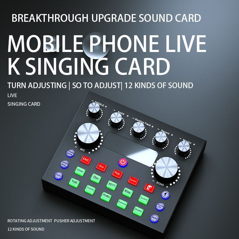 Ready Stock V8s Sound Card + BM800 Mic Set Condenser Microphone Live Sound Card Bluetooth Audio Interface Studio Streaming Recording for Phone PC