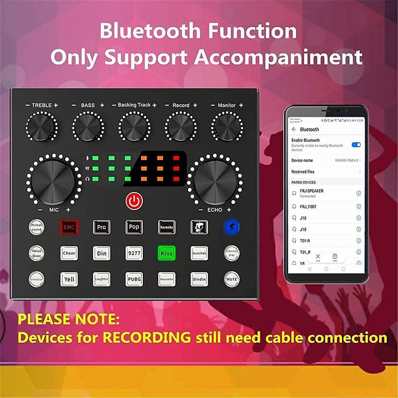 Ready Stock V8s Sound Card + BM800 Mic Set Condenser Microphone Live Sound Card Bluetooth Audio Interface Studio Streaming Recording for Phone PC