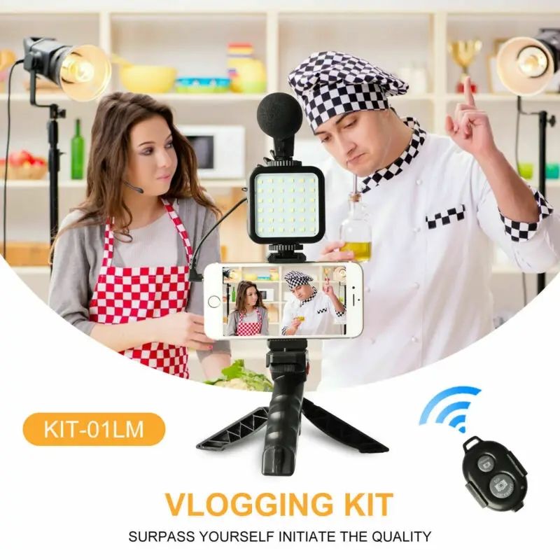 New Arrivals Tripod Stand Phone Holder with Ring Light Microphone for Video Recording