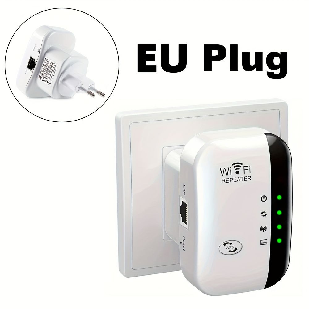 EU Plus, WiFi extender, connecting 35 devices in 4 modes, 360 ° coverage, supporting Ethernet ports, elevating WiFi signal to 300Mbps - remote wireless repeater access point