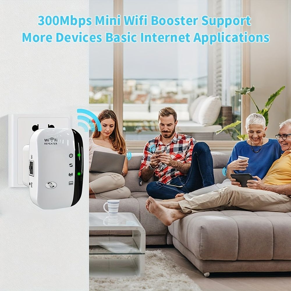 EU Plus, WiFi extender, connecting 35 devices in 4 modes, 360 ° coverage, supporting Ethernet ports, elevating WiFi signal to 300Mbps - remote wireless repeater access point