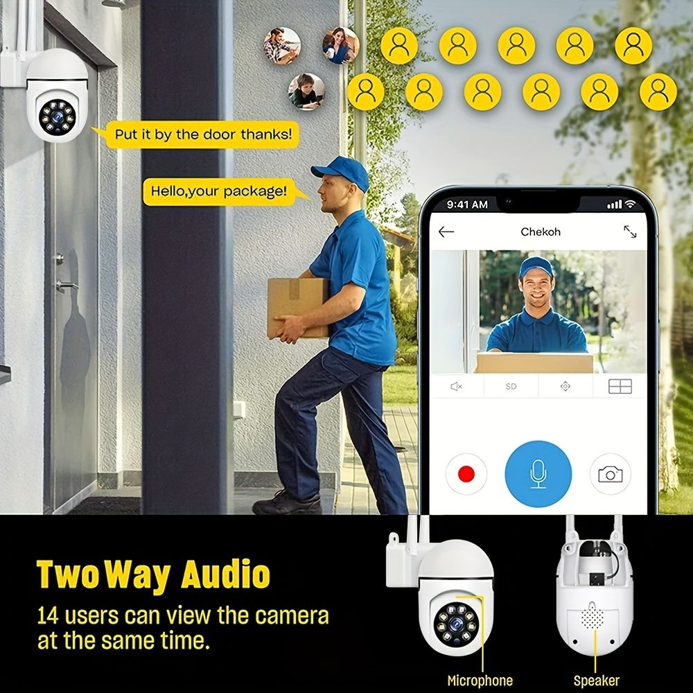 Cam With Color Night Vision Wireless 1080p HD Indoor/Outdoor Video Camera 2-Way Audio Wireless Security Camera Pan/Tilt/Zoom Wi-Fi Smart Home Security Camera With Motion Tracking For Baby & Pet