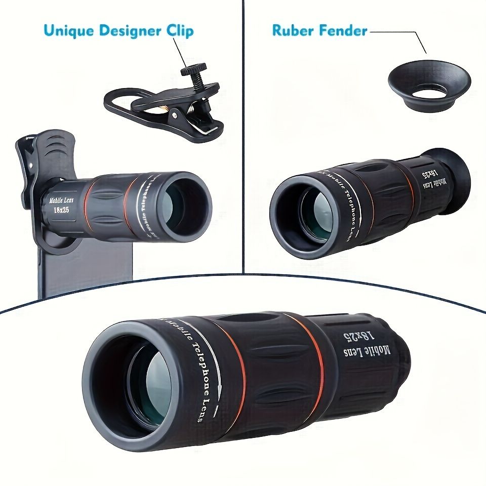 A Set Of Universal Mobile External Phone Lens, Mobile Accessories, 18X Optical Zoom Lens, Mobile Camera Single Lens, Suitable For Most Smartphones