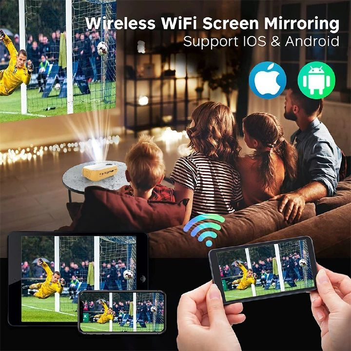Update Vesrion MINI WiFi Projector Wireless Projector Travel Camping 1080P Projectors 4K 2.4G TV Home Theater Cinema HDMI-compatible Video Support Phone