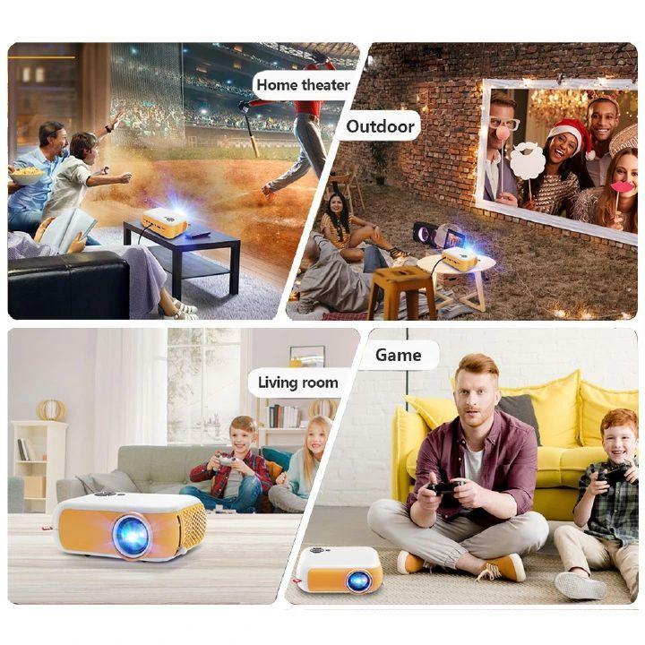 Update Vesrion MINI WiFi Projector Wireless Projector Travel Camping 1080P Projectors 4K 2.4G TV Home Theater Cinema HDMI-compatible Video Support Phone