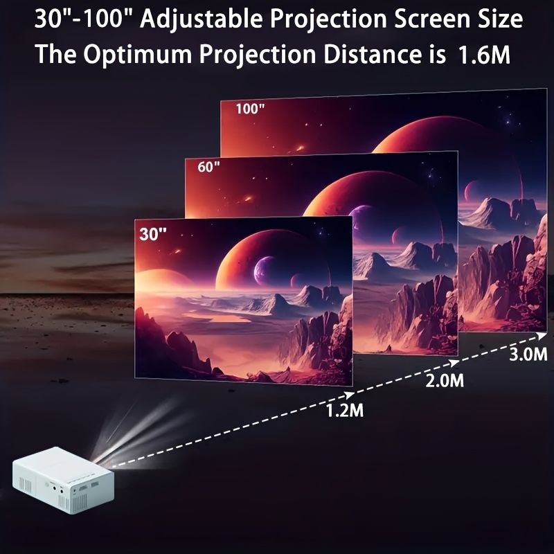 Mini HD Portable Projector - Crisp, Vibrant Viewing Anywhere - Built-in Speakers, Multiple Interfaces - Perfect for Gaming, Outdoor Movies, Camping, Home Theater & Office Presentations