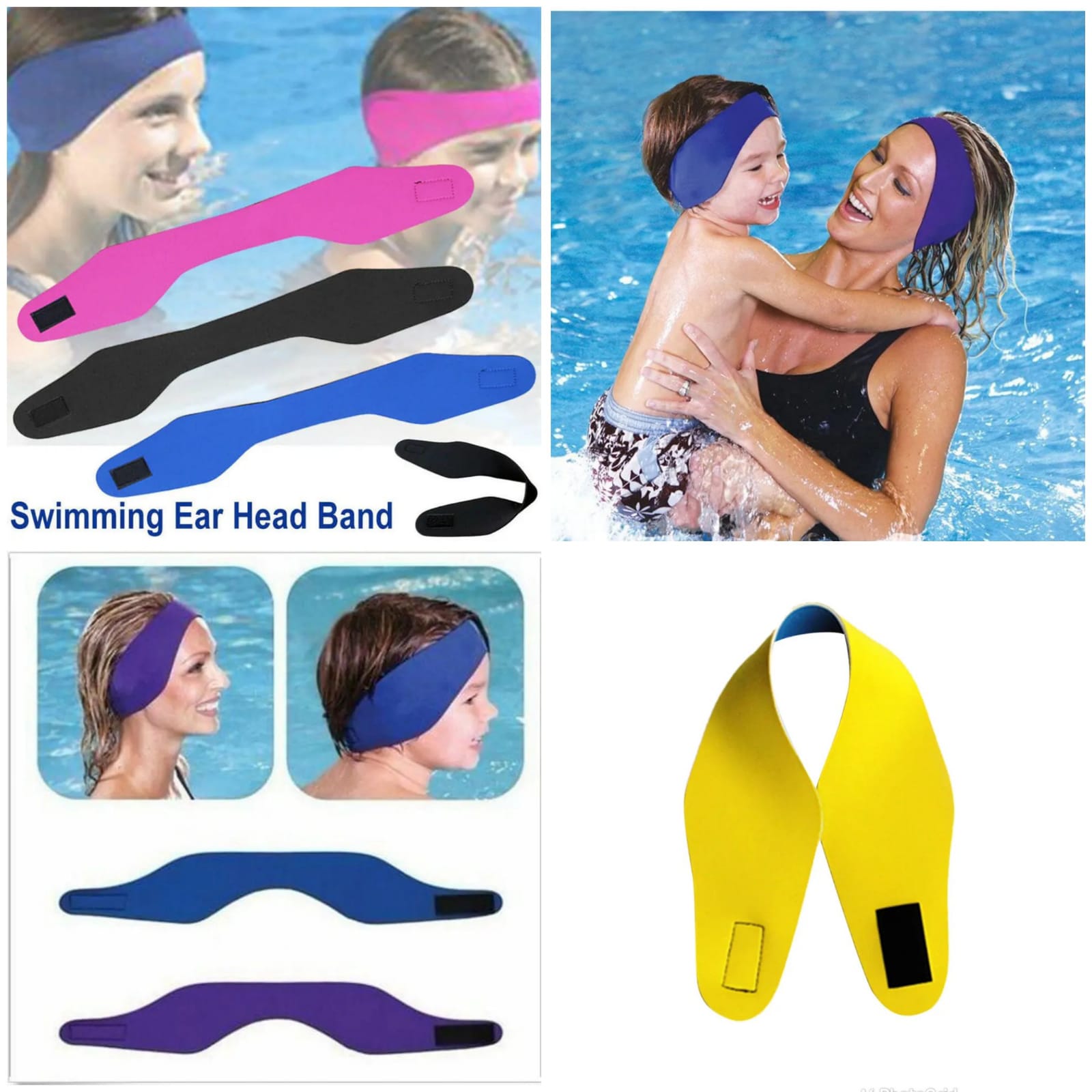 Swimming Ear Protection Ear Band/Earplugs HolderKeep Water Out,
Hold Ear Plugs In. 
Protect ears from water when swimming or taking a bath. 
And hold earplugs in place. You can wear under swim caps to