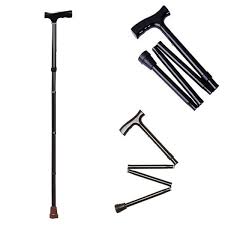 NEW Folding Walking Stick with Light, OOCOME Foldable Walking Sticks for Men & Women Seniors Walking Aids Collapsible Walking Cane with Non-Slip Base Adjustable Height