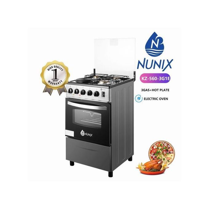 Nunix Free Standing 3 Gas Burner +1 Electric Cooker With Oven
This gas‎‐burner will help you cook your food perfectly every time‎‎.‎‎  It provides even distribution of heat and emits less wasted heat