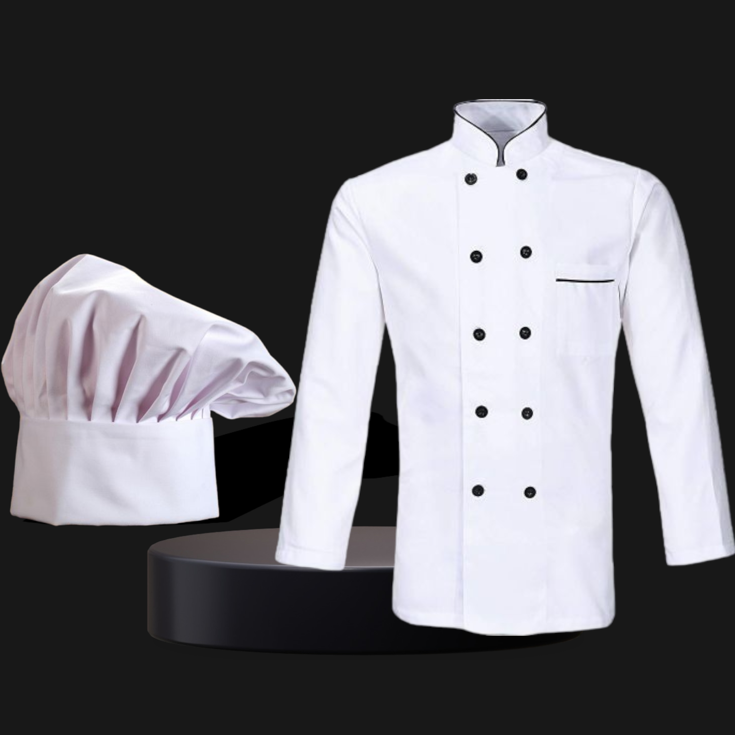Chef Jacket + Hat | Full Sleeve Chef Coat For Men & Women Blended Cotton Relaxed Chef Coat For Men and Women Cooking Uniform Chef  For kitchen Dress Cooking Uniform