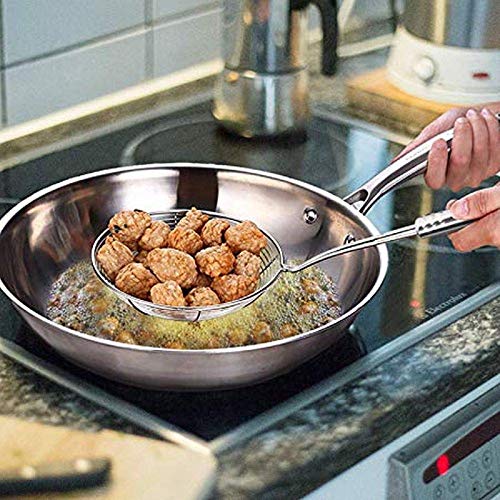 Stainless steel chips Laddle 36cm long Stainless Steel Deep Fry Strainer, Silver,