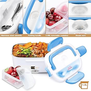[NEW ARRIVALS!!] electric Lunch Box, 12V 24V 110V Portable Food Warmer Heated Lunch Box for Adults Reheating Meals in Car/Truck/Office/Travel, Leakproof, with 2L SS Container