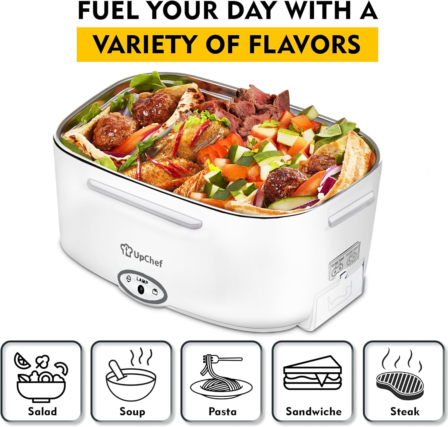 [NEW ARRIVALS!!] electric Lunch Box, 12V 24V 110V Portable Food Warmer Heated Lunch Box for Adults Reheating Meals in Car/Truck/Office/Travel, Leakproof, with 2L SS Container