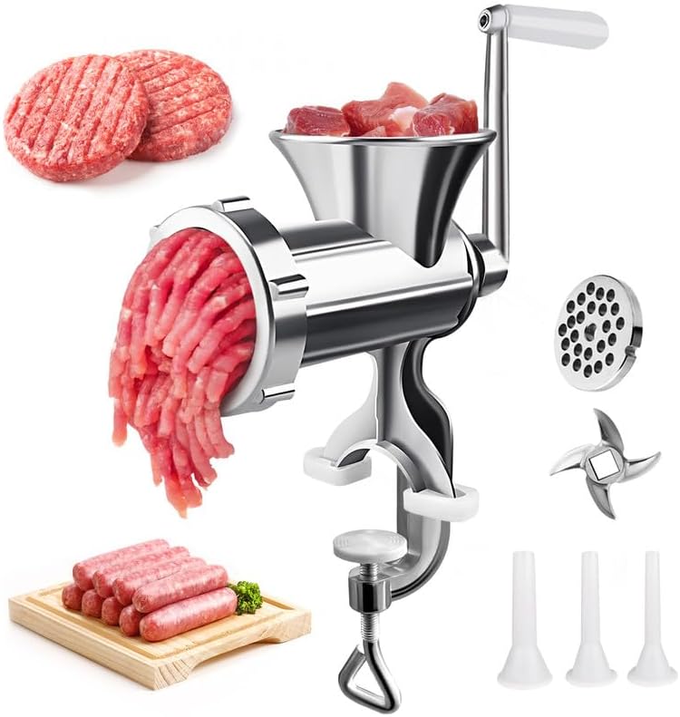 [NEW ARRIVALS!!] Meat Grinder Manual Mincer - Manual Meat Grinder Sausage Maker Table Mount Pork Mincer Sausage Stuffer Funnel Make Homemade Burger Patties Hand Operated Kitchen Tool