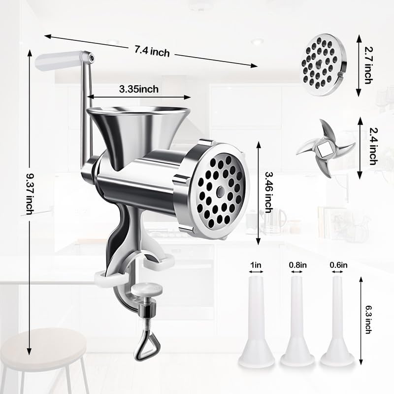 [NEW ARRIVALS!!] Meat Grinder Manual Mincer - Manual Meat Grinder Sausage Maker Table Mount Pork Mincer Sausage Stuffer Funnel Make Homemade Burger Patties Hand Operated Kitchen Tool