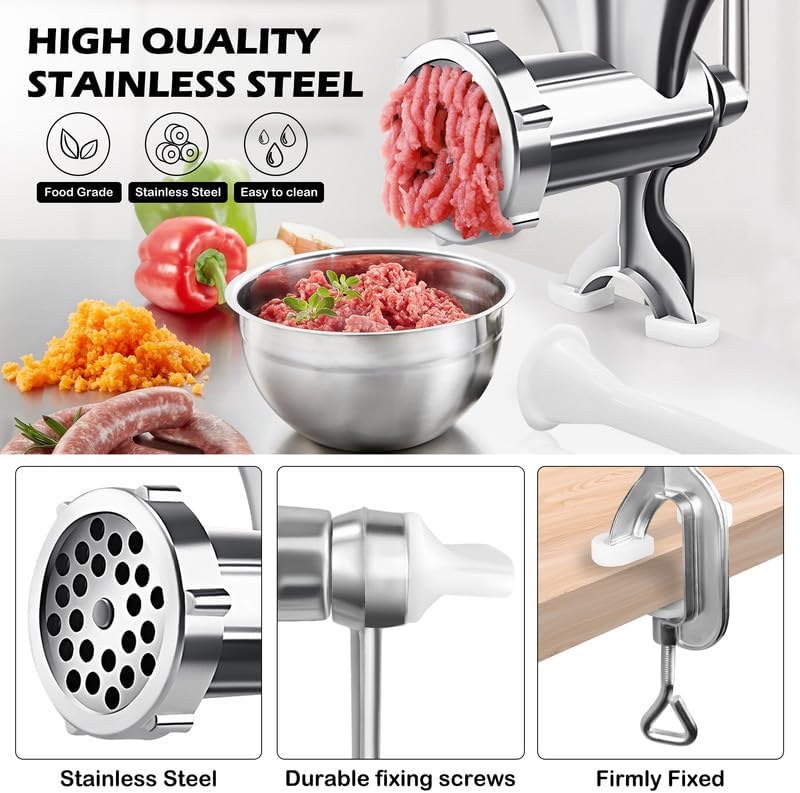 [NEW ARRIVALS!!] Meat Grinder Manual Mincer - Manual Meat Grinder Sausage Maker Table Mount Pork Mincer Sausage Stuffer Funnel Make Homemade Burger Patties Hand Operated Kitchen Tool
