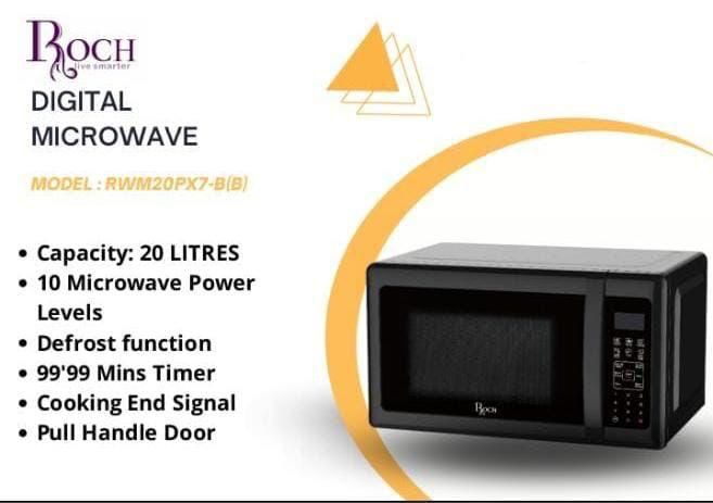 [NEW ARRIVALS!] Roch 20 Litres Digital Microwave. Get yourself a life saving and time saving appliance to make your life much easier.. 20 Liters capacity 11 Microwave power levels Defrost function