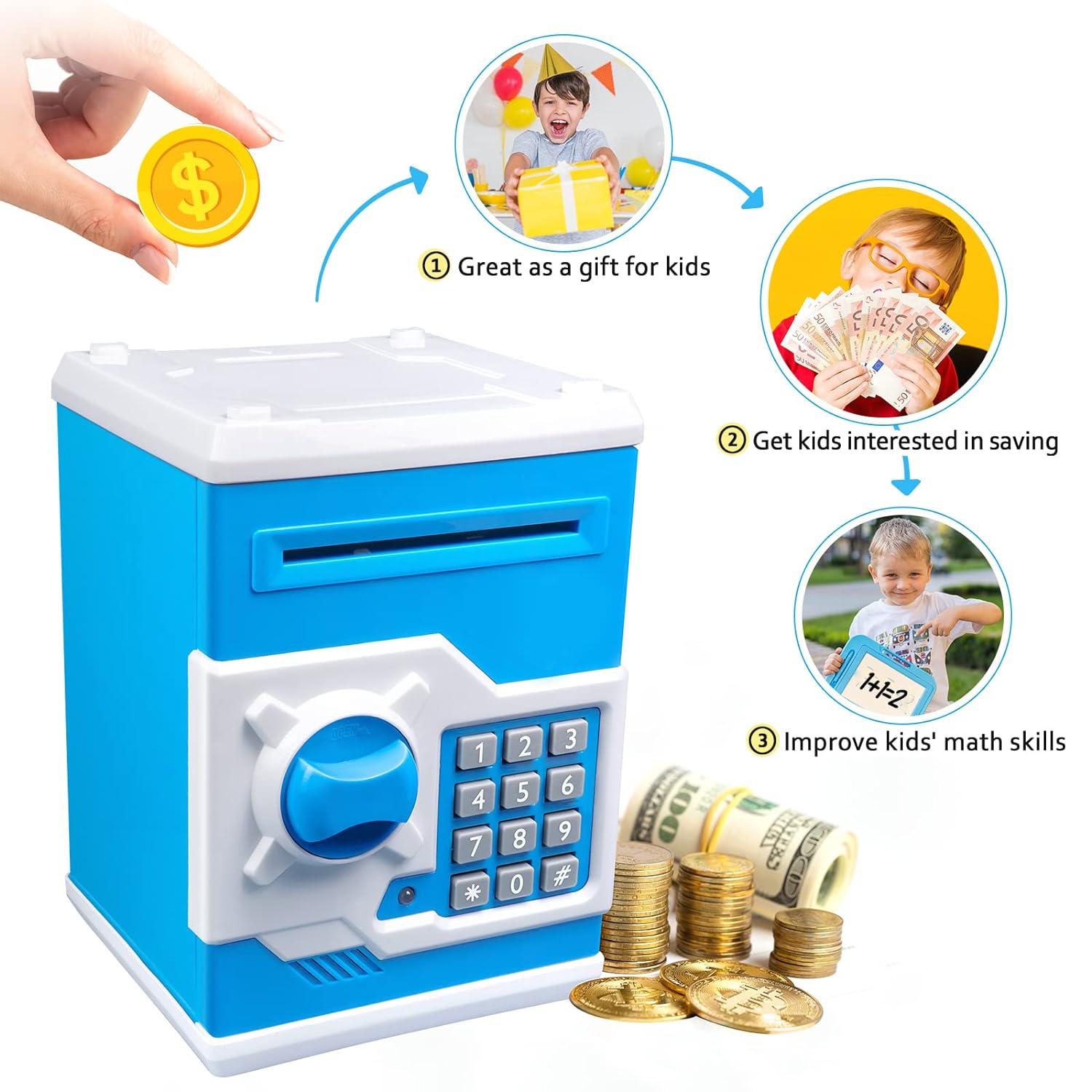 Generic Electronic Bank Safe Box Money Boxes For Children Digital Coins Cash Saving Safe Deposit Mini ATM Machine Toys Kids Gift