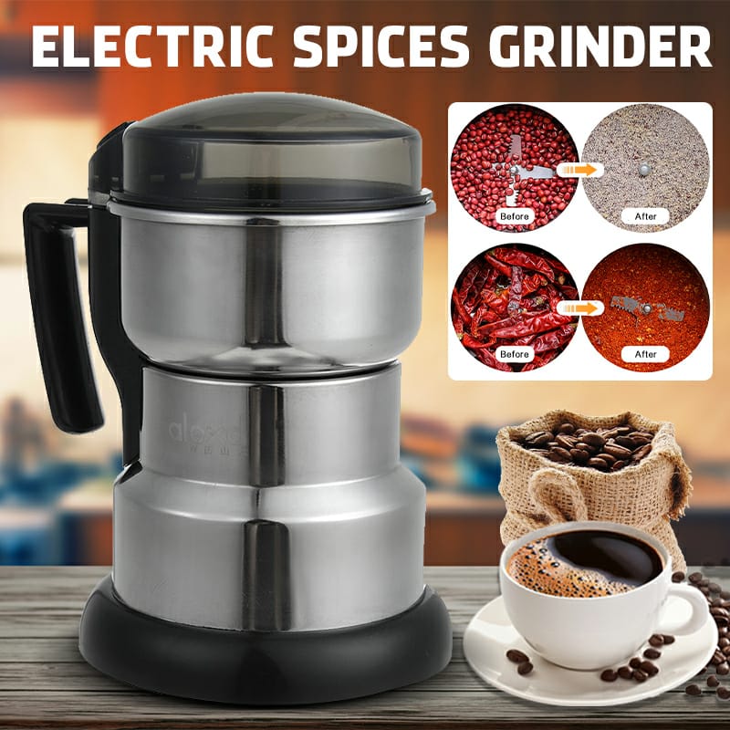 [OFFER OFFER!!] 400W Stainless Electric Coffee Grinder Electric Grinder Grain Food Bean Grinding Powder Crusher /without handle   Semi-automatic Large Capacity Coffee Bean /Nuts/Spices/Cereals
