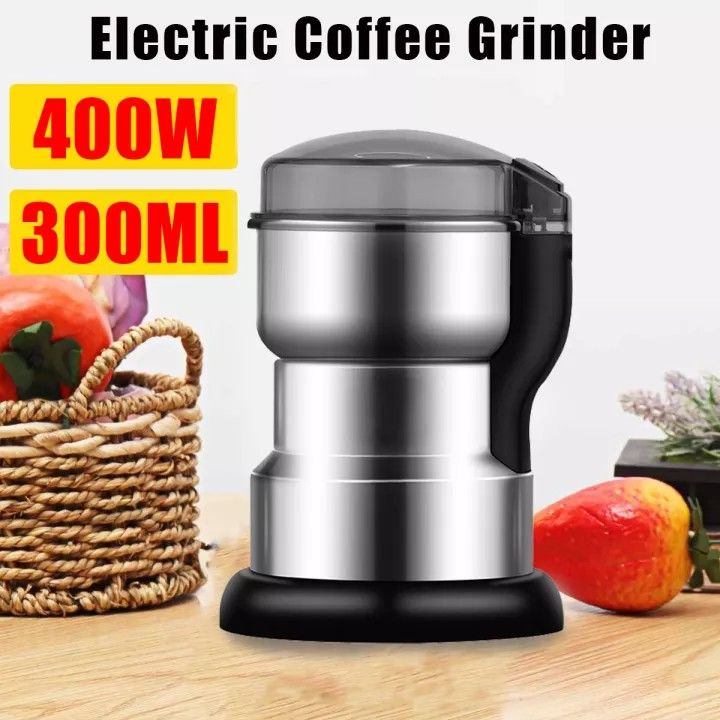 [OFFER OFFER!!] 400W Stainless Electric Coffee Grinder Electric Grinder Grain Food Bean Grinding Powder Crusher /without handle   Semi-automatic Large Capacity Coffee Bean /Nuts/Spices/Cereals