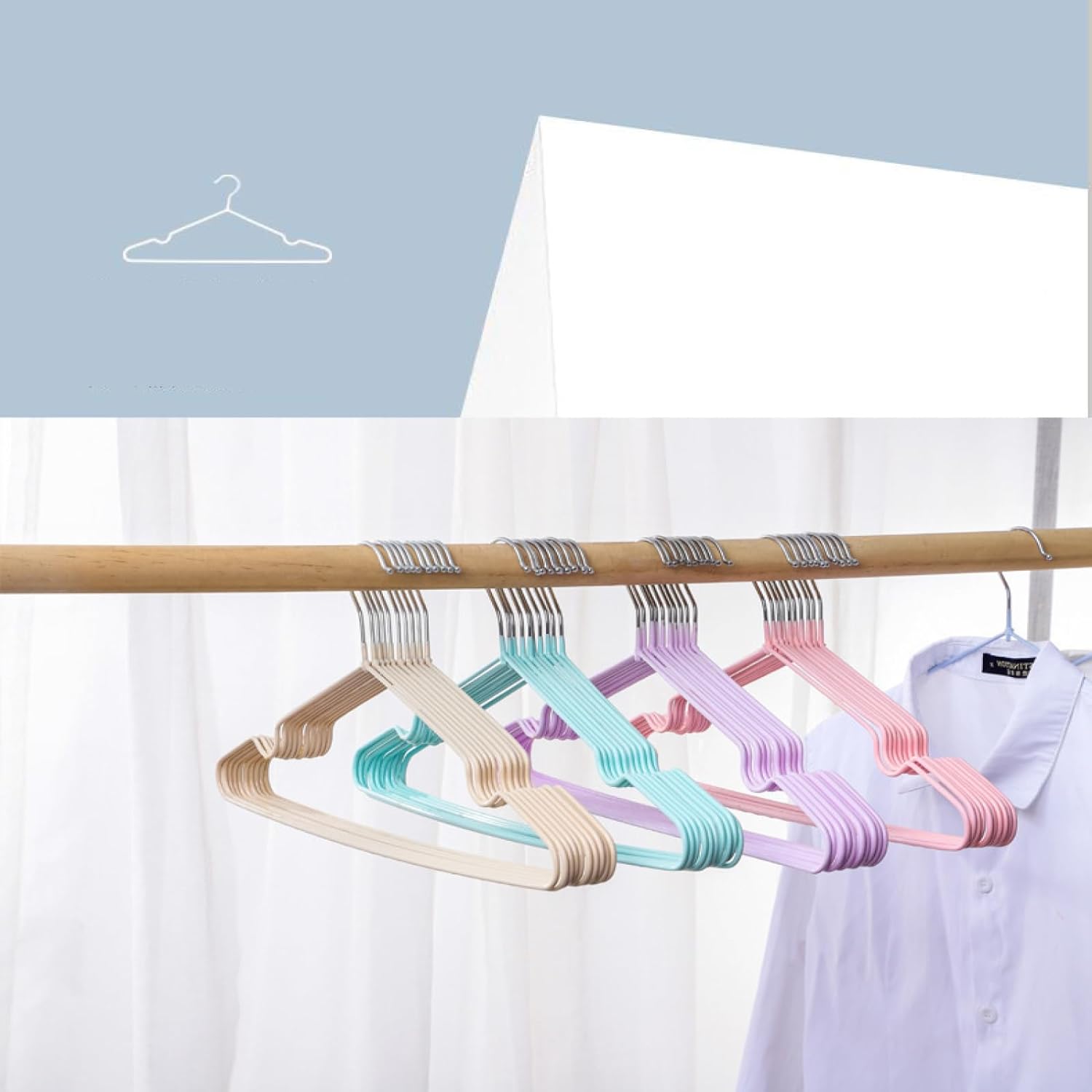 JUMUIYA 10PCS Strong Clothes Hanger Stainless Steel with rubber, Rubber coated hanger,  coating non-slip Drying Hanger Metal Coat Hanger with rubber coating, suit, blouse, jacket hanger shirt hanger p