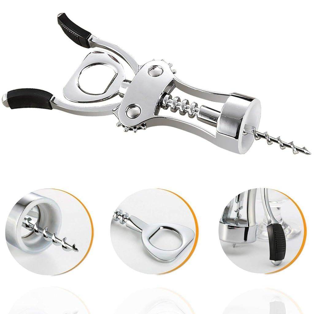 JUMUIYA Wing Corkscrew Wine Opener Professional Multifunctional All-in-One Wine Bottle Opener and Beer Bottle Opener. Strong Stainless Steel Zinc Alloy. Won't Split or Crumble Cork