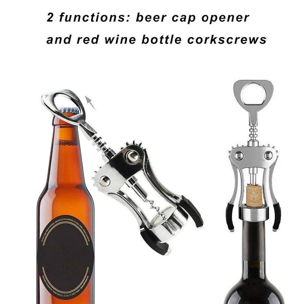 JUMUIYA Wing Corkscrew Wine Opener Professional Multifunctional All-in-One Wine Bottle Opener and Beer Bottle Opener. Strong Stainless Steel Zinc Alloy. Won't Split or Crumble Cork