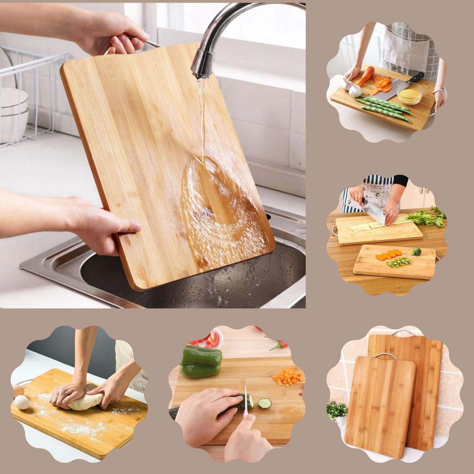 JUMUIYA Natural Wood Chopping Cutting Board for Kitchen Vegetables, Fruits & Meat, BPA Free, Eco-Friendly, Anti-Microbia