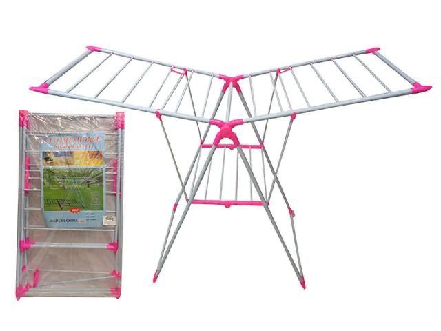 3-tier Foldable Clothes Drying Rack, Height Adjustable Movable Laundry Rack, Stainless Steel Hanger Dryer for Indoor Balcony