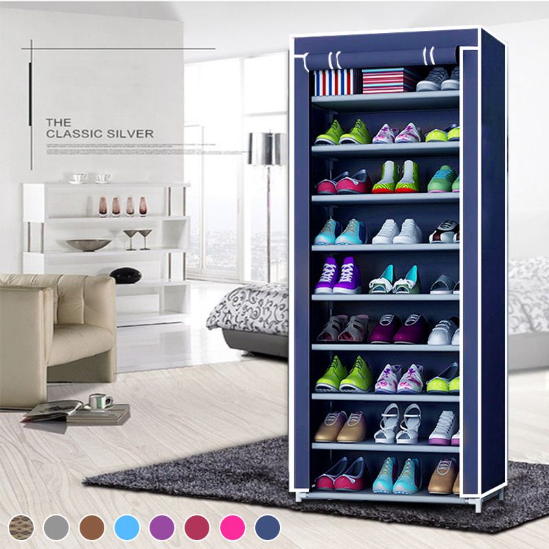 【Promotion】9 Layers Shoe Rack Assemble Large Capacity Portable Generic Shoe Rack Free Standing Shoe Racks 9 Storey Shoe Cabinet Home Living Storage Small Furniture