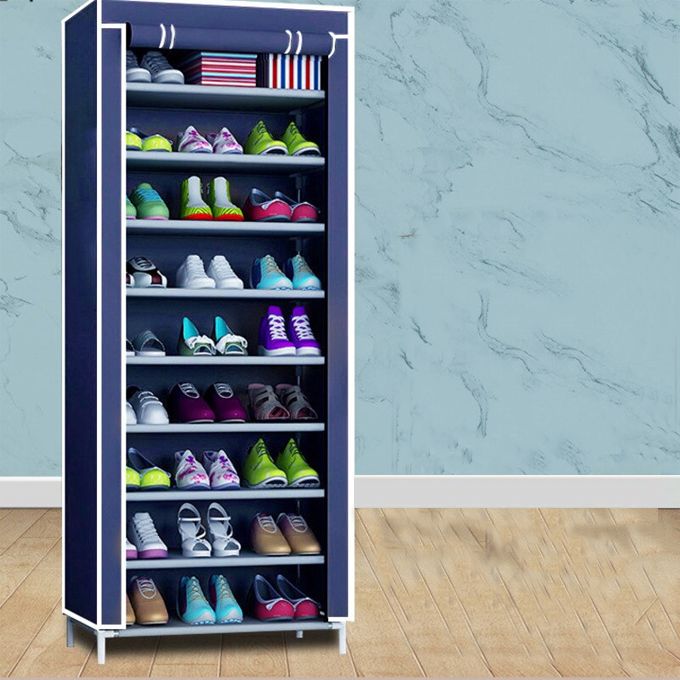 【Promotion】9 Layers Shoe Rack Assemble Large Capacity Portable Generic Shoe Rack Free Standing Shoe Racks 9 Storey Shoe Cabinet Home Living Storage Small Furniture