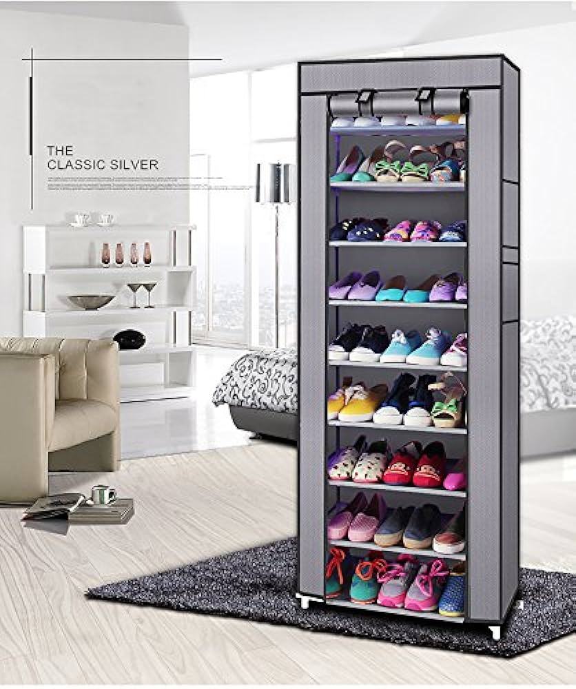 【Promotion】9 Layers Shoe Rack Assemble Large Capacity Portable Generic Shoe Rack Free Standing Shoe Racks 9 Storey Shoe Cabinet Home Living Storage Small Furniture